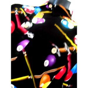 RARE Junction West Pool Table Print Black/Red/Yellow/ M Shirt Camp short sleeve